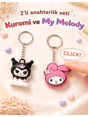 Luvena Kuromi ve My Melody Anahtarlık Seti Kawaii Sevimli Çanta Süsü Hediyelik Aksesuar