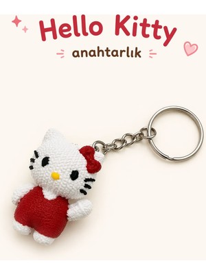Luvena Hello Kitty Anahtarlık Kawaii Sevimli Anahtarlık Çanta Süsü Ip Örgü Desenli Figür Hediyelik