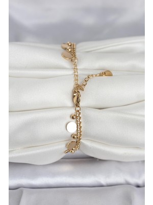 ForWhat Zarif Bilekler Için Golden Çelik Pullu Tasarımlı Kadın Bileklik