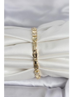 ForWhat Zarif Bilekler Için Golden Pirinç Kalpli Stil Kadın Bileklik