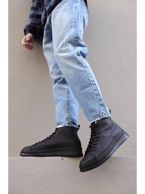 K&A Yüksek Taban Ayakkabı C- Siyah (Siyah Taban)