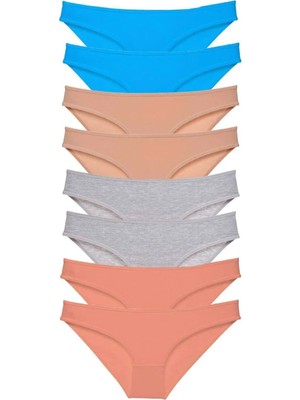 Najmaddin 8 Adet Süper Eko Set Likralı Kadın Slip Külot Ten Gri Pudra Mavi Tedarik Najmaddin