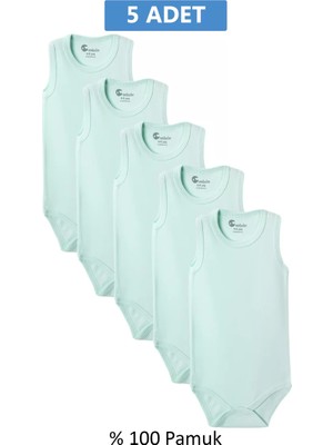 Najmaddin Yeşil Askılı Body Zıbın 7-12 Yaş Çocuklar Için (5 Adet) Alttan Çıtçıtlı Öze