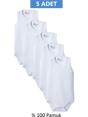 Najmaddin Beyaz Askılı Body Zıbın 7-12 Yaş Çocuklar Için (5 Adet) Alttan Çıtçıtlı Özel