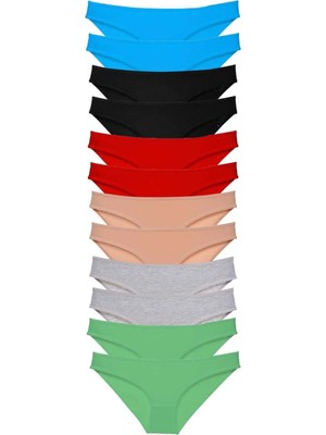 Najmaddin 12 Adet Eko Set Likralı Kadın Slip Külot Çok Renkli 2 Tedarik Najmaddin