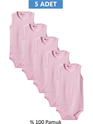 Najmaddin Pembe Askılı Body Zıbın 7-12 Yaş Çocuklar Için (5 Adet) Alttan Çıtçıtlı Özel