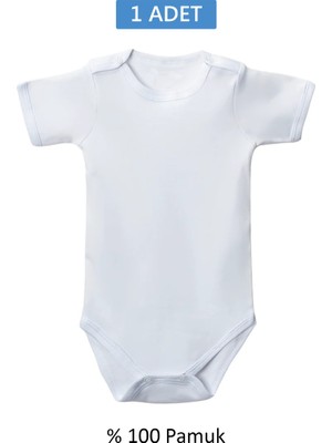Najmaddin Beyaz Yarım Kol Body Zıbın 2-7 Yaş Çocuklar Için (1 Adet) Alttan Çıtçıtlı Öze