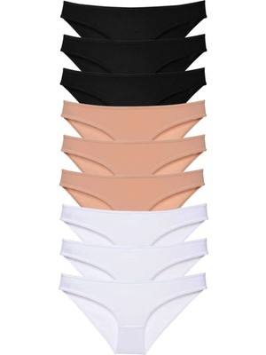 Najmaddin 9 Adet Süper Eko Set Likralı Kadın Slip Külot Siyah Ten Beyaz Tedarik Najmaddin