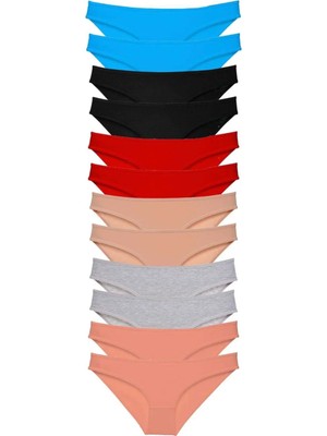 Najmaddin 12 Adet Eko Set Likralı Kadın Slip Külot Çok Renkli 1 Tedarik Najmaddin