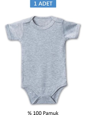 Najmaddin Gri Yarım Kol Body Zıbın 2-7 Yaş Çocuklar Için (1 Adet) Alttan Çıtçıtlı Özel