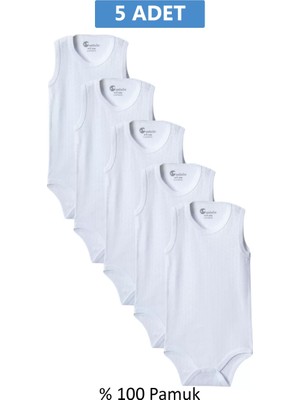 Najmaddin Beyaz Askılı Body Zıbın 2-7 Yaş Çocuklar Için (5 Adet) Alttan Çıtçıtlı Özel