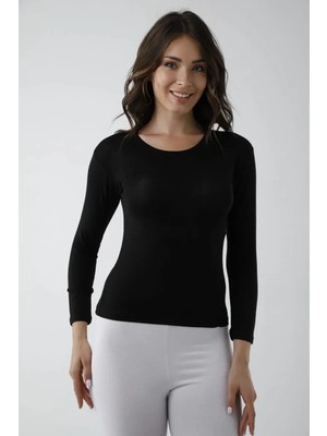 Najmaddin Vivaldi Kadın Siyah Uzun Kol Bisiklet Yaka Body Likralı 352 Tedarik Najmaddin