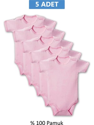 Najmaddin Pembe Yarım Kol Body Zıbın 7-12 Yaş Çocuklar Için (5 Adet) Alttan Çıtçıtlı Öz