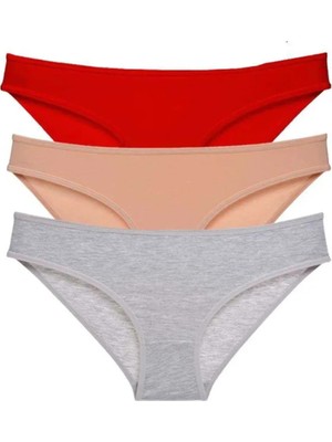 Najmaddin 3 Adet Eko Set Likralı Kadın Slip Külot Kırmızı Ten Gri Tedarik Najmaddin