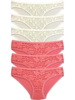 Najmaddin 6 Adet Önü Dantelli Transparan Kadın Slip Külot S35 Tedarik Najmaddin