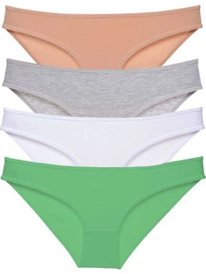 Najmaddin 4 Adet Süper Eko Set Likralı Kadın Slip Külot Ten Gri Beyaz Yeşil Tedarik Najmaddin