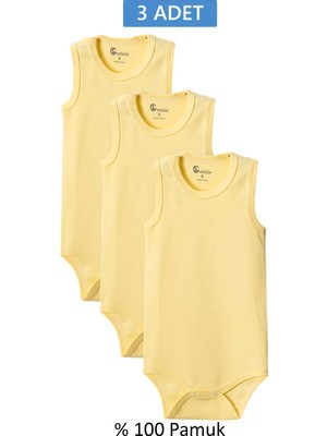 Najmaddin Sarı Askılı Body Zıbın 7-12 Yaş Çocuklar Için (3 Adet) Alttan Çıtçıtlı Özel