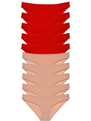 Najmaddin 10 Adet Eko Set Likralı Kadın Slip Külot Kırmızı Ten Tedarik Najmaddin