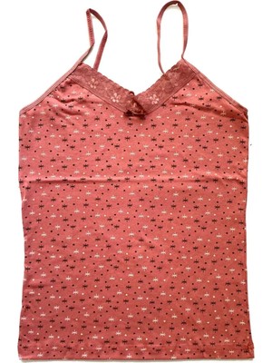 Najmaddin Kadın Askılı Desenli Atlet Dantelli Empirme Pamuklu Penye D4 Tedarik Najmaddin