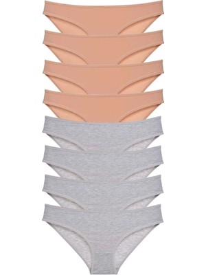 Najmaddin 8 Adet Süper Eko Set Likralı Kadın Slip Külot Ten Gri Tedarik Najmaddin