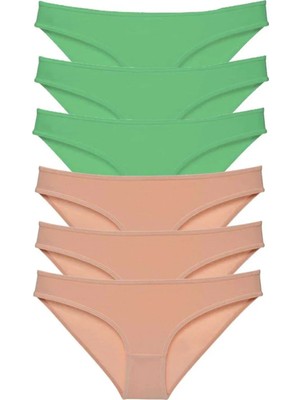 Najmaddin 6 Adet Süper Eko Set Likralı Kadın Slip Külot Yeşil Ten Tedarik Najmaddin