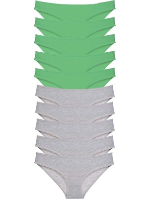 Najmaddin 10 Adet Süper Eko Set Likralı Kadın Slip Külot Yeşil Gri Tedarik Najmaddin