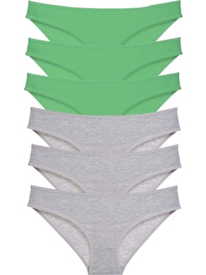 Najmaddin 6 Adet Süper Eko Set Likralı Kadın Slip Külot Yeşil Gri Tedarik Najmaddin