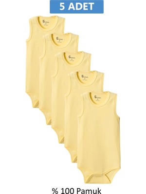 Najmaddin Sarı Askılı Body Zıbın 7-12 Yaş Çocuklar Için (5 Adet) Alttan Çıtçıtlı Özel