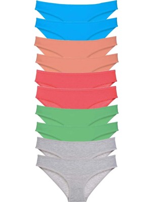 Najmaddin 10 Adet Süper Eko Set Likralı Kadın Slip Gri Pudra Yeşil Fuşya Mavi Tedarik Najmaddin