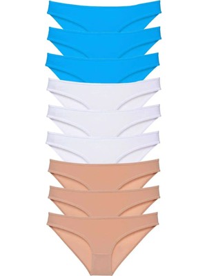 Najmaddin 9 Adet Süper Eko Set Likralı Kadın Slip Külot Ten Beyaz Mavi Tedarik Najmaddin