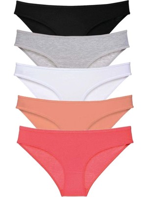 Najmaddin 5 Adet Süper Eko Set Likralı Kadın Slip Külot Siyah Gri Beyaz Pudra Fuşya Tedarik Naj