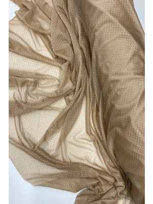 Najmaddin Yağmur Damlası Simli Abiye Elbise Şallık Tül Kumaş Açık Gold 28-A Tedarik Najmaddi