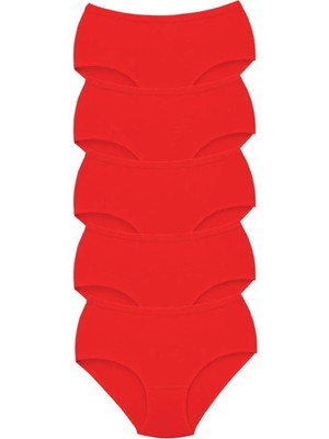 Najmaddin 5 Adet Tutku Kadın Yüksek Bel Bato Kalın Lastik Külot Kırmızı Tedarik Najmaddin