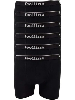 Najmaddin 6 Adet Feelline Siyah Pamuklu Doğal Likralı Erkek Boxer Tedarik Najmaddin