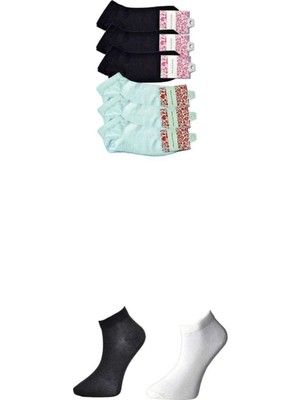 Najmaddin Siyah ve Beyaz Kadın Bilek Çorap 6 Çift Tedarik Najmaddin