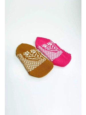 Najmaddin 2 Çift El Örgüsü Kışlık Şık Kadın Yün Patik Set 7 Tedarik Najmaddin