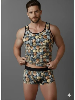bebekokusu Erkek Desenli Tank Top Boxer Takımı