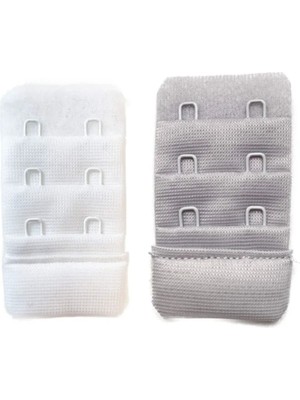 Najmaddin 2 Adet Agraf Sütyen Uzatma Kopçası 3 Sıra / 2 Kanca  Beyaz Gri Tedarik Najmaddin