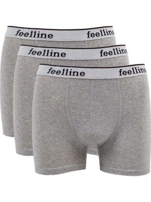 Najmaddin 3 Adet Feelline Gri Pamuklu Doğal Likralı Erkek Boxer Tedarik Najmaddin