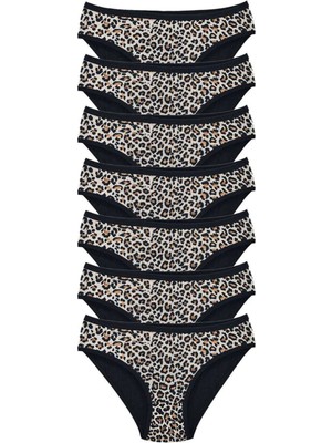 Najmaddin 7 Adet Leopar Desenli Likralı Yumuşak Dokulu Kadın Slip Külot Tedarik Najmaddin
