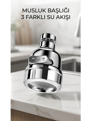 Najmaddin Döner Krom 3 Fonksiyonlu Su Tasarruflu Mutfak Lavabo Aparatı Bayilik Najmaddin