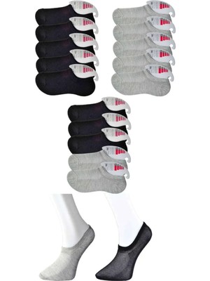 Najmaddin Siyah ve Gri Kadın Görünmez Çorap 15 Çift Tedarik Najmaddin