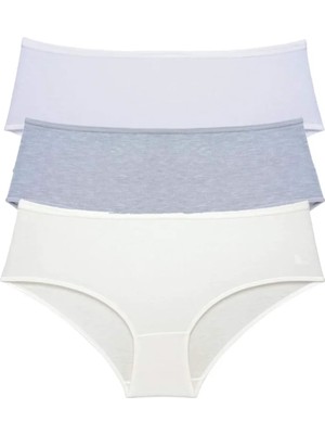 Najmaddin 3 Adet Kadın Yüksek Bel Bato Külot Beyaz Gri Krem Tedarik Najmaddin