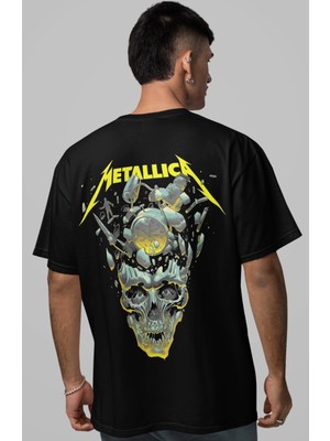 Sevbano Metallica Rock Metal Müzik Grubu Sırt Baskılı Unisex Oversize Tişört