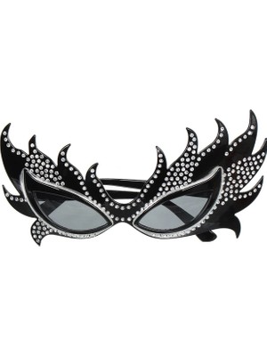 Pileli Store Taşlı Göz Kamaştıran Gecenin Yıldızı Siyah Parti Alev Gözlük