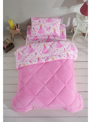 Delixa Kişilik Çarşaflı Prenses Desenli Çift Taraflı Wellsoft Uyku Seti(Yorgan+Çarşaf+Yastık Kılıfı)