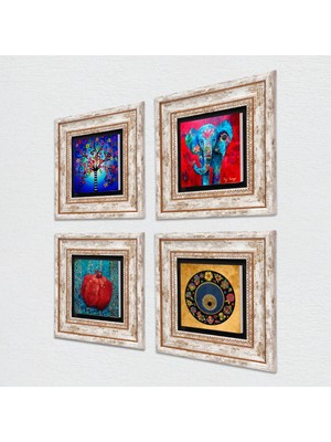 Delixa Pinecone , Nazar, Ağacı, Nar Tablosu - Çerçeveli Tablo - Dekoratif Sanatı - Ev Dekoru T4-859