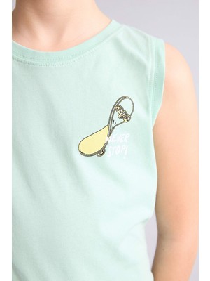 DeFacto Bisiklet Yaka Slogan Baskılı Atlet Erkek ÇOCUK G9966A826HS