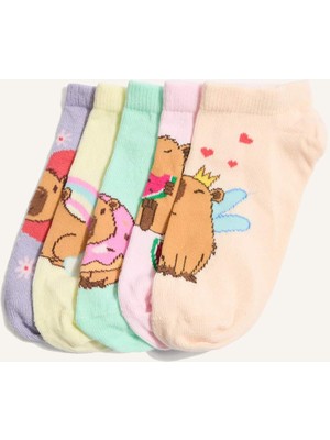 DeFacto Hayvan Desenli 5li Pamuklu Patik Çorap Kız ÇOCUK H4739A8NS