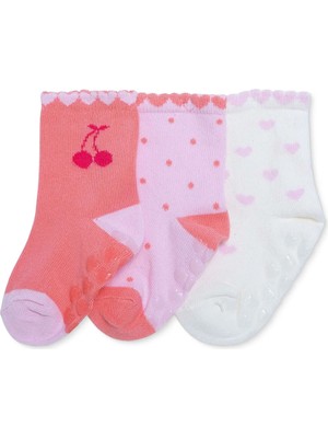 Hellobaby Kız Bebek 3lü Kaydırmaz Çorap Meyve Baskılı